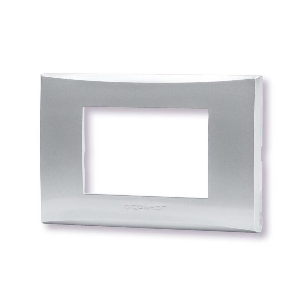 Placca 3 moduli argento serie Plana