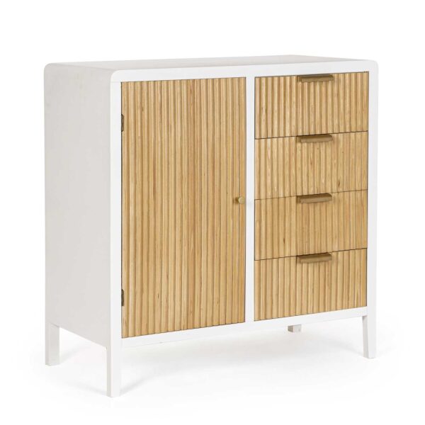 Mobile Credenza 1 anta+4 cassetti Charley bianco-naturale 80X40X82H