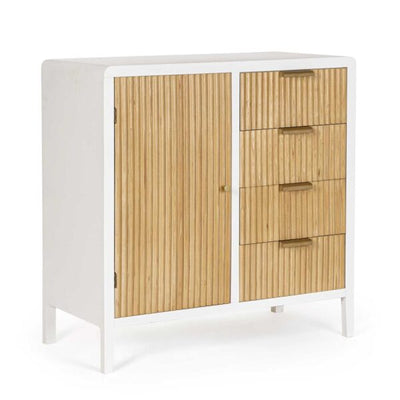 Mobile Credenza 1 anta+4 cassetti Charley bianco-naturale 80X40X82H