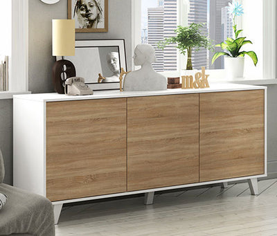 Mobile credenza 3 ante 154x41x75h bianco lucido canadian