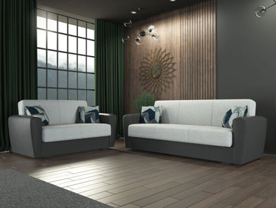 Divano miami 3 posti ecopelle grigio tessuto grigio