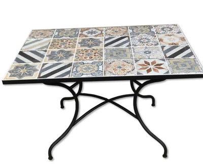 Tavolo ferro battuto maiolica pompei rettangolare cm.120x80 cod.11762