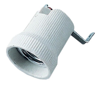 Portalampada e27 in porcellana più staffa potenza max: 150W 4A 250V