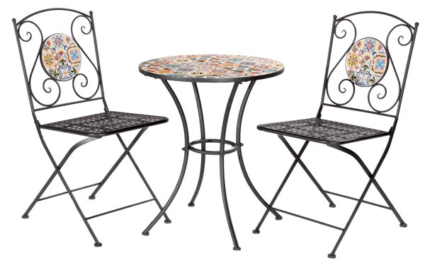 Set tavolo mosaico+2 sedie flower