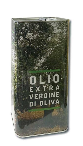 Latta per olio alimentare senza tappo serigrafia albero 5 lt