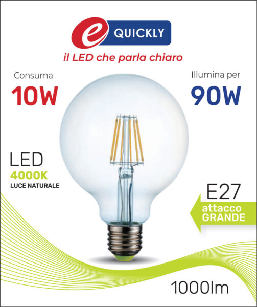 Lamp.globo led fil.e27 10w 4000k