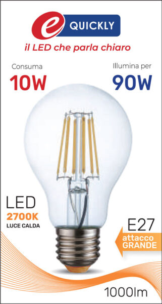 Lamp.goccia led fil.e27 10w 2700k