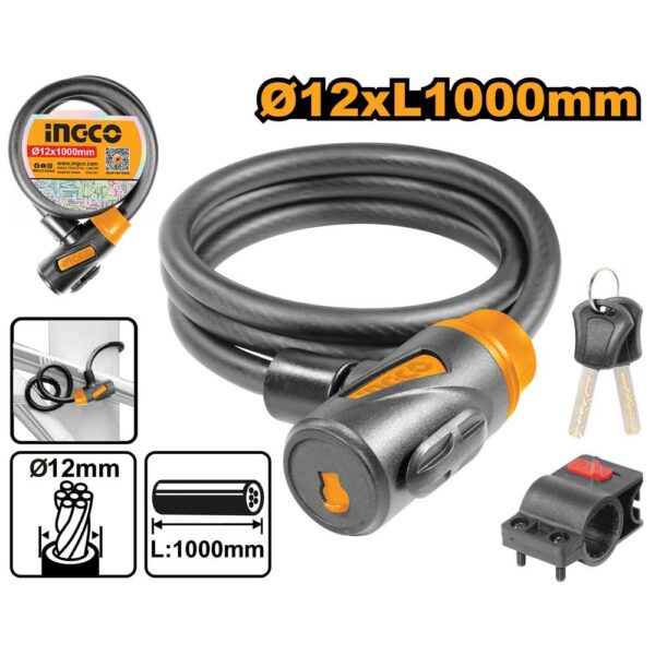 Lucchetto per bici con supporto 12x1000mm in pvc