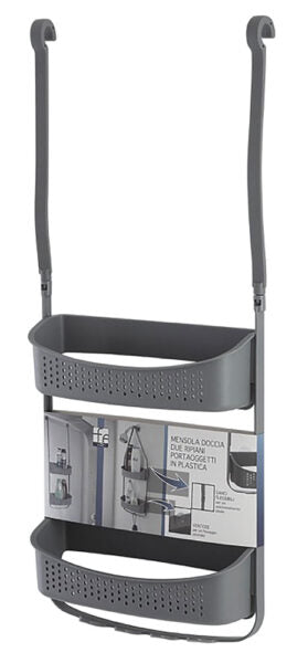 Mensola doccia 2 ripiani plastica grigio. dimensioni 32X11X69 (cm.)