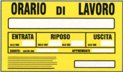 Targa 20x30 orario lavoro (pezzi 10)