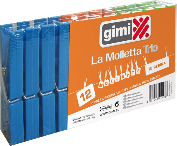 Mollette stendibiancheria gimi 12 pezzi trio