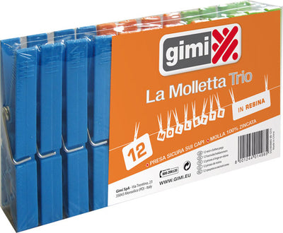 Mollette stendibiancheria gimi 12 pezzi trio