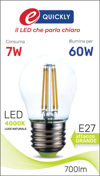 Lamp.sfera led filam.e27 7w 4000k