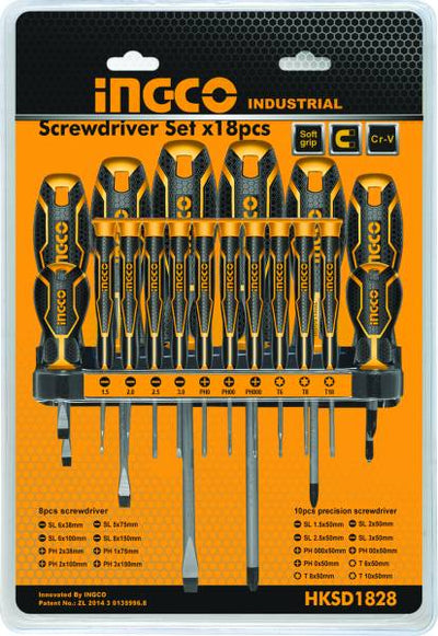 Set 18 cacciaviti croce/taglio