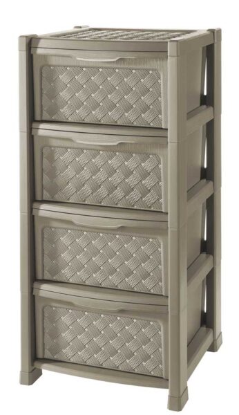 Cassettiera Arianna rattan 4 cassetti 38,5x39x82,5h colore talpa