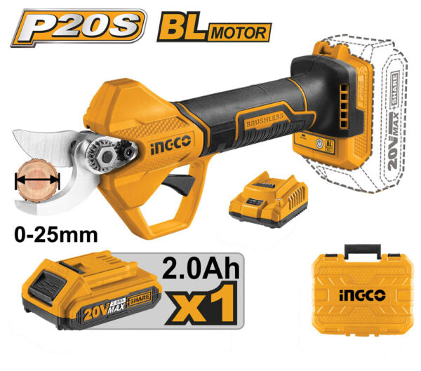 Forbice da pota 20v brushless 0-25MM c/1 batteria da 2ah+caricab.+val.