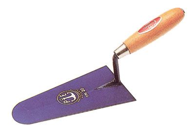 Cazzuola italiana punta tonda in acciaio e legno verniciato mm.190