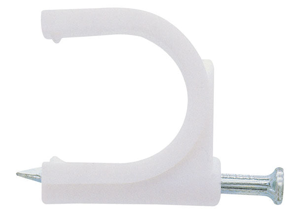 Fissacavo circolare con chiodo per cavo da mm.5 a 6 blister 30pz.