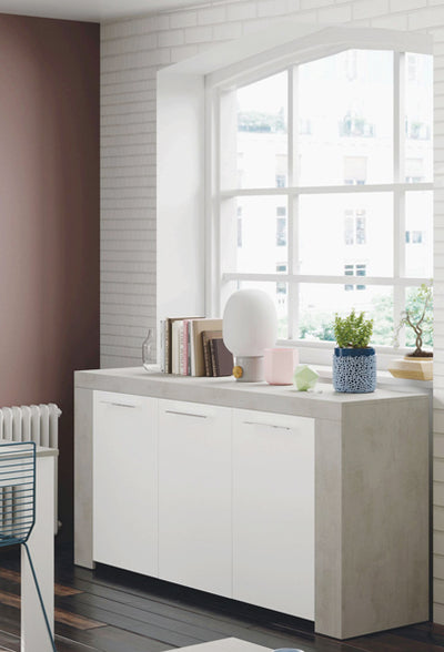 Credenza 3 ante ambit cemento bianco cm.144x42x160h