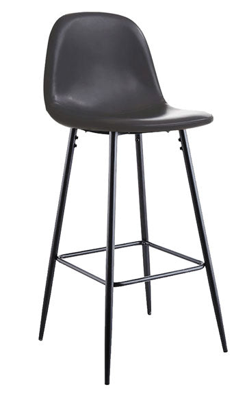 Sgabello alto allen dark grey acciaio/ecopelle cm.40.5x49x160h