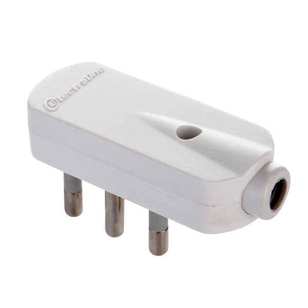 Spina 90° piatta 16a+terra colore bianco