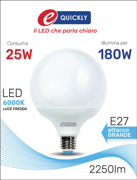 Globo led g120 e27 25w 6000k