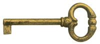 Chiave in ottone finitura bronzo antico mappa standard lunghezza mm.63