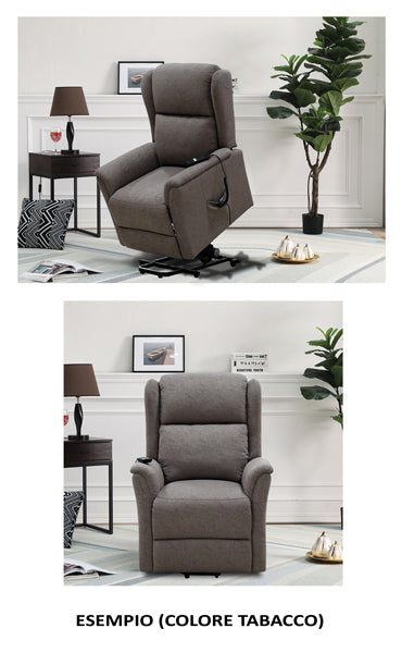 Poltrona relax 2 motori tortora meccanismo elettrico cm.72x86x110h