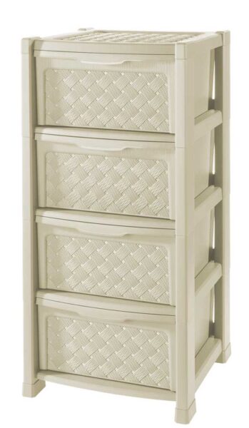 Cassettiera Arianna rattan 4 cassetti 38,5x39x82,5h colore angora
