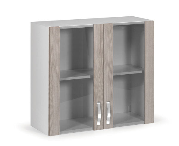 Vetrina pensile 80 cm bianco olmo