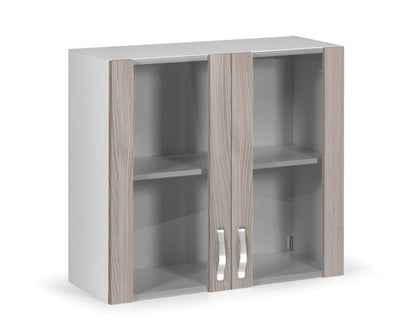 Vetrina pensile 80 cm bianco olmo