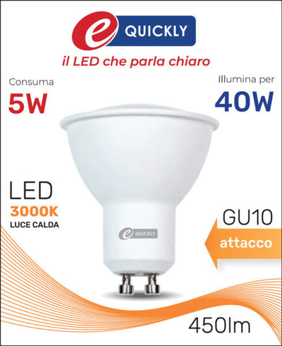 Faretto led gu10 5w 3000k
