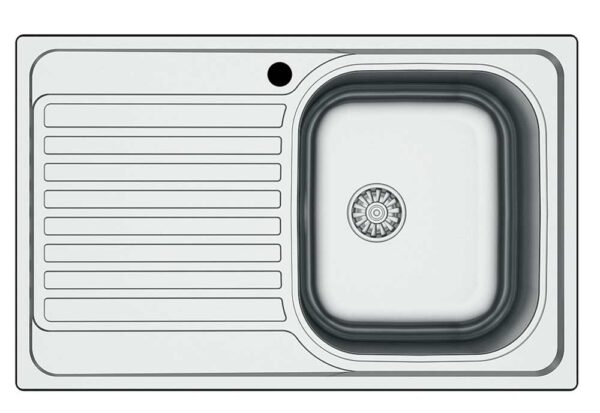 Lavello Inox Incasso 79x50 1 vasca dx + gocciolatoio sx