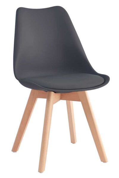 Sedia Nordik wood polipr+cuscino cm.42x44x81h seduta h.cm.46 antracite