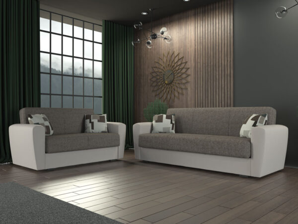 Divano miami 2 posti ecopelle avorio tessuto beige