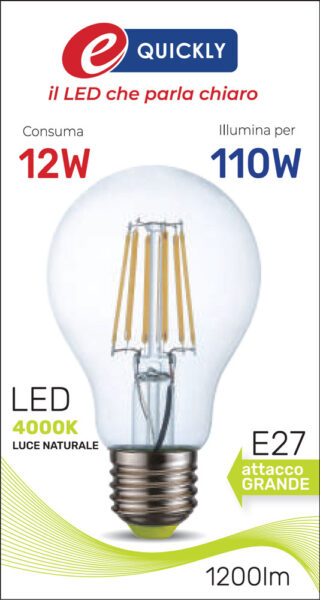 Lamp.goccia led fil.e27 12w 4000k