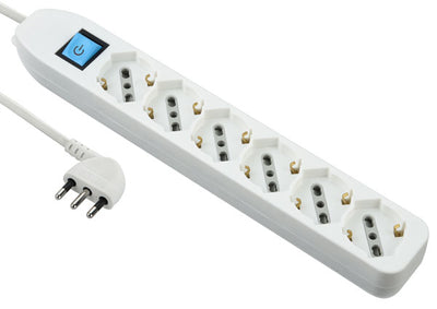 Multipresa 6 posti Cavo 1,5 mt 6 prese schuko bipasso 10/16A.