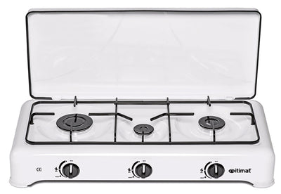 Fornello a gas 3 fuochi maxi 70 cm bianco con coperchio