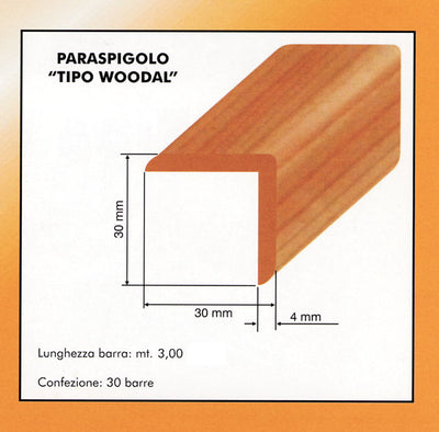 Paraspigolo woodal 30x30 argento opaco