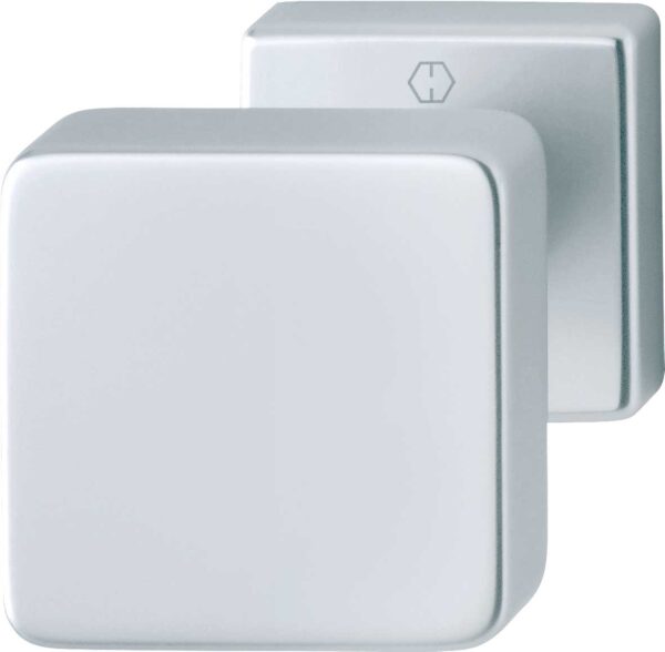 Pomolo in alluminio con rosetta per porte d'ingresso fin.Argento