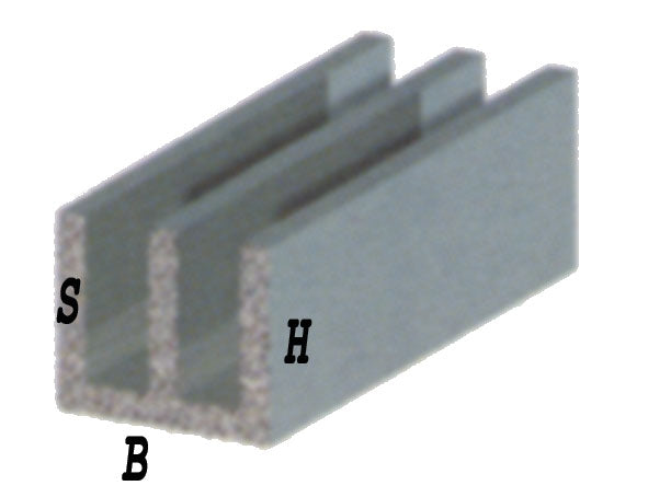 Profilo Canalina doppia U in alluminio anodizzato h.2mt. mis.16x12x1mm