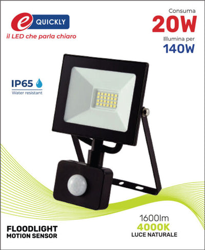 Faretto led 20w sens.mov.4000k ip65