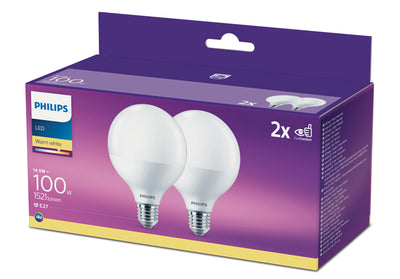 Lampada globo 14,5w(100w)e27 2700k(x2)