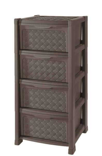 Cassettiera Arianna rattan 4 cassetti 38,5x39x82,5h colore wenge