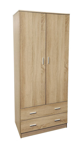 Armadio 2ante+2cassetti cm.80x52x190h rovere nordico