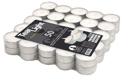 Tea light(50pz)bianchi d.3,6h1,7