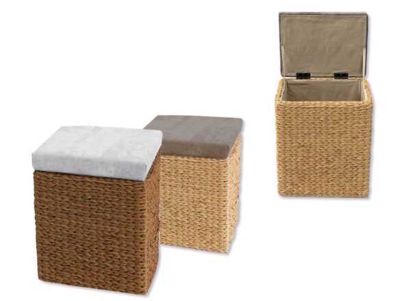 Sgabello contenitore con seduta lime noce cm 45x33x53h