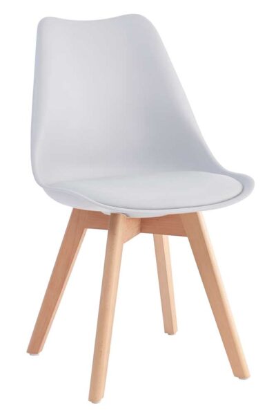 Sedia Nordik wood poliprop+cuscino cm.42x44x81h seduta h.cm.46 bianco