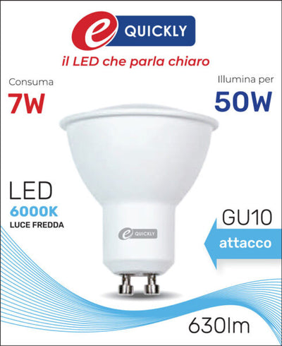 Faretto led gu10 7w 6000k