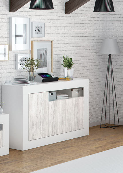 Credenza 3 ante bianco anticato cm.144x42x87h